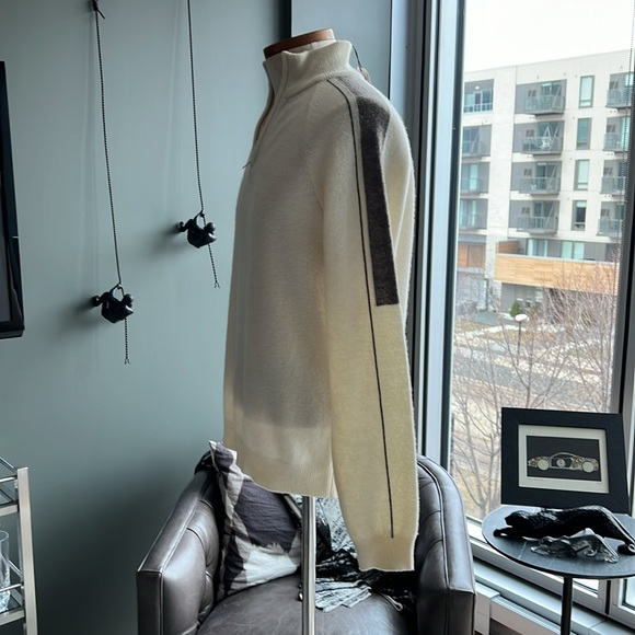 New REISS Hyde Half Zip Color Block Wool Sweater Size Medium (Ivory) - Picture 5 of 6